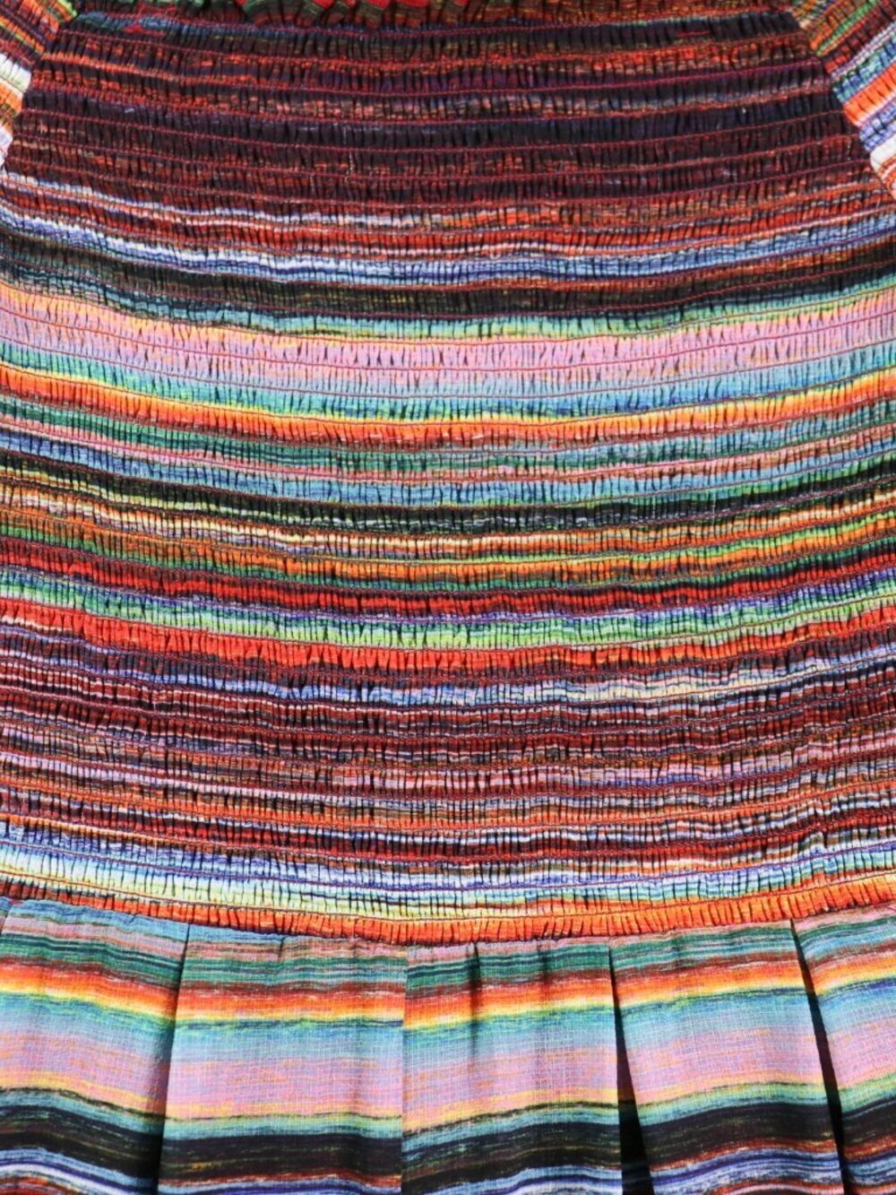 Nicole Miller Off The Shoulder Smocked Striped Romper Beaded Fringe Size 8 Lined - Picture 5 of 13
